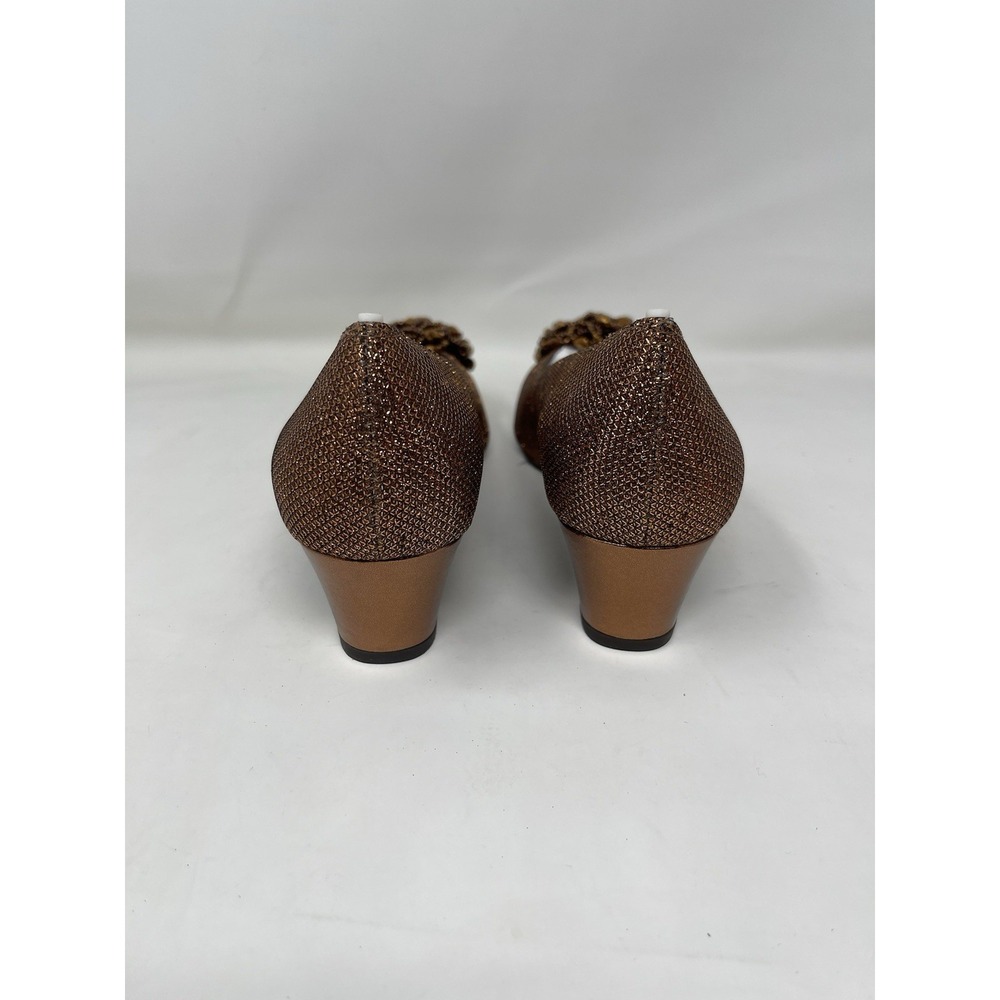 J. Renee Women's Size 8 Glam Copper Amber Beaded Low Heel Pumps Dressy (NWOT) - Picture 7 of 8